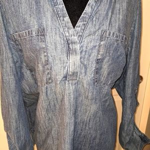 Faux Denim Lane Bryant PopOver Top Sz 22